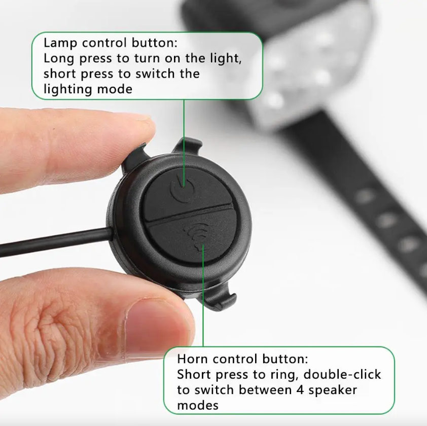 Bocina y Faro para Bicicleta 2 en 1 Luces Cerca y Lejos para Bici MTB 2/4 Lámparas Control por Cable con Cuentas Accesorios de Bicicleta