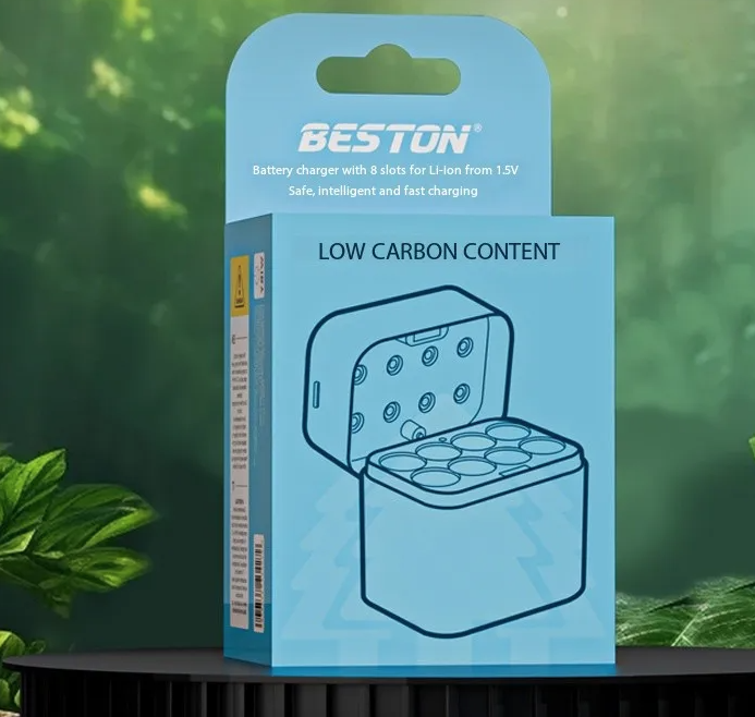 Beston Cargador Inteligente 8 Ranuras para Pilas AA 1.5V Li-ion 3600mWh Recargables. ¡Carga Rápida!
