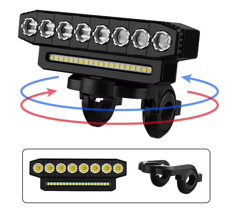 Luz delantera de bicicleta recargable por USB con bocina de ciclismo de 120 dB, diseño impermeable para ciclistas urbanos