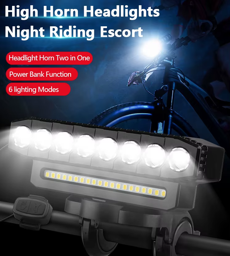Luz delantera de bicicleta recargable por USB con bocina de ciclismo de 120 dB, diseño impermeable para ciclistas urbanos