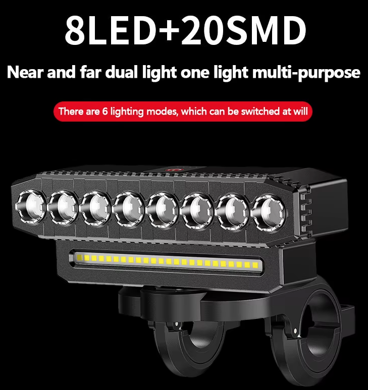 Luz delantera de bicicleta recargable por USB con bocina de ciclismo de 120 dB, diseño impermeable para ciclistas urbanos
