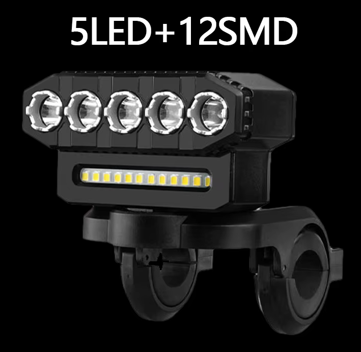 Luz delantera de bicicleta recargable por USB con bocina de ciclismo de 120 dB, diseño impermeable para ciclistas urbanos