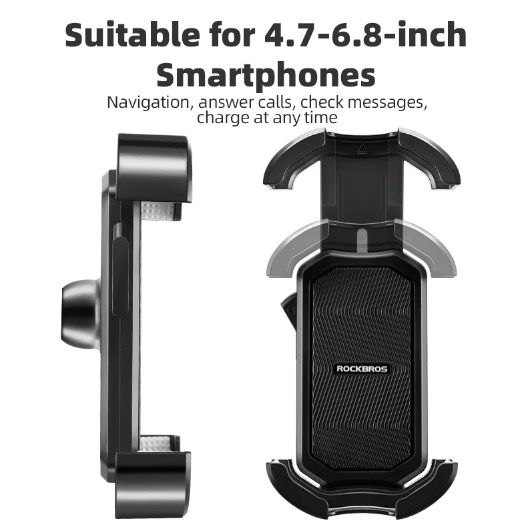 ROCKBROS Soporte para teléfono de bicicleta, seguro, rotación 360°, a prueba de golpes, para 4.7-6.8 pulgadas, para bicicleta y bicicleta eléctrica de aventura.