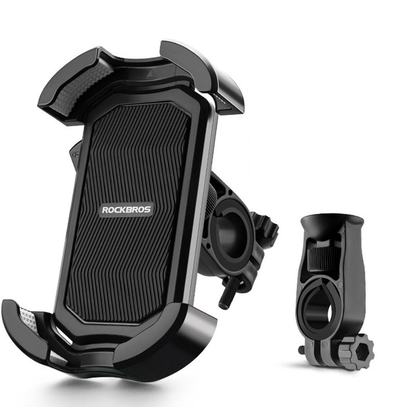 ROCKBROS Soporte para teléfono de bicicleta, seguro, rotación 360°, a prueba de golpes, para 4.7-6.8 pulgadas, para bicicleta y bicicleta eléctrica de aventura.