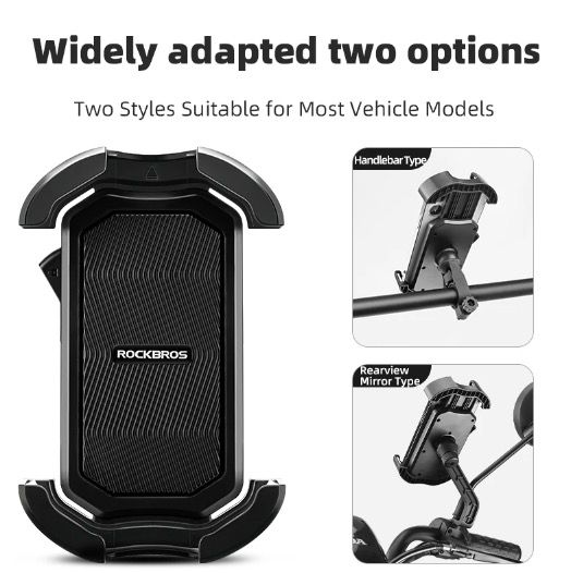 ROCKBROS Soporte para teléfono de bicicleta, seguro, rotación 360°, a prueba de golpes, para 4.7-6.8 pulgadas, para bicicleta y bicicleta eléctrica de aventura.