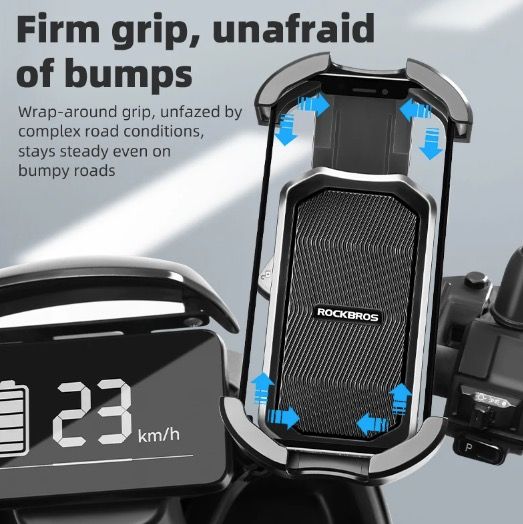 ROCKBROS Soporte para teléfono de bicicleta, seguro, rotación 360°, a prueba de golpes, para 4.7-6.8 pulgadas, para bicicleta y bicicleta eléctrica de aventura.