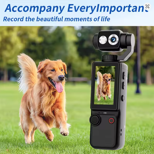 Vlogging Camera with 180° Rotating Lens, 4K, WiFi, for Motorcycle
