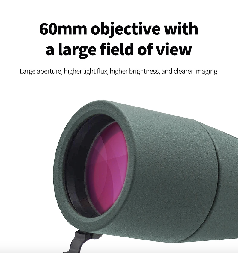 25-75x60 Zoom Spotting Scope con Lente ED, Monocular Potente con Prisma Bak4, Telescopio para Camping al Aire Libre y Observación de Aves