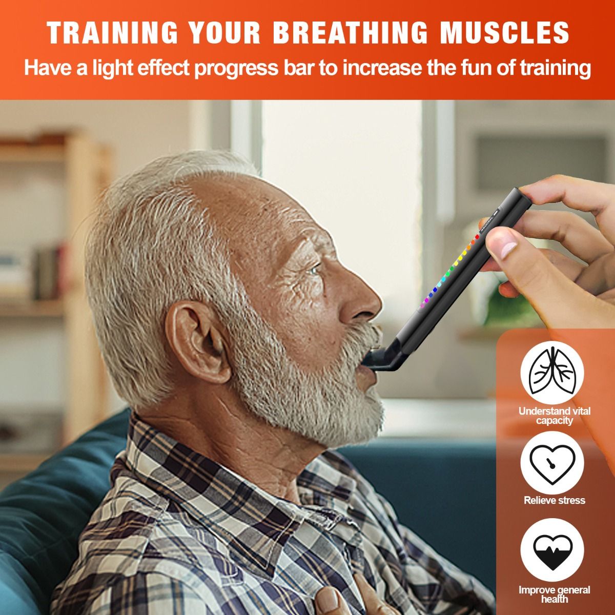 Dispositivo de ejercicios respiratorios, dispositivo portátil de entrenamiento respiratorio para una mejor respiración, asistente inteligente guiado de ejercicios de respiración para atletas y entusiastas del deporte