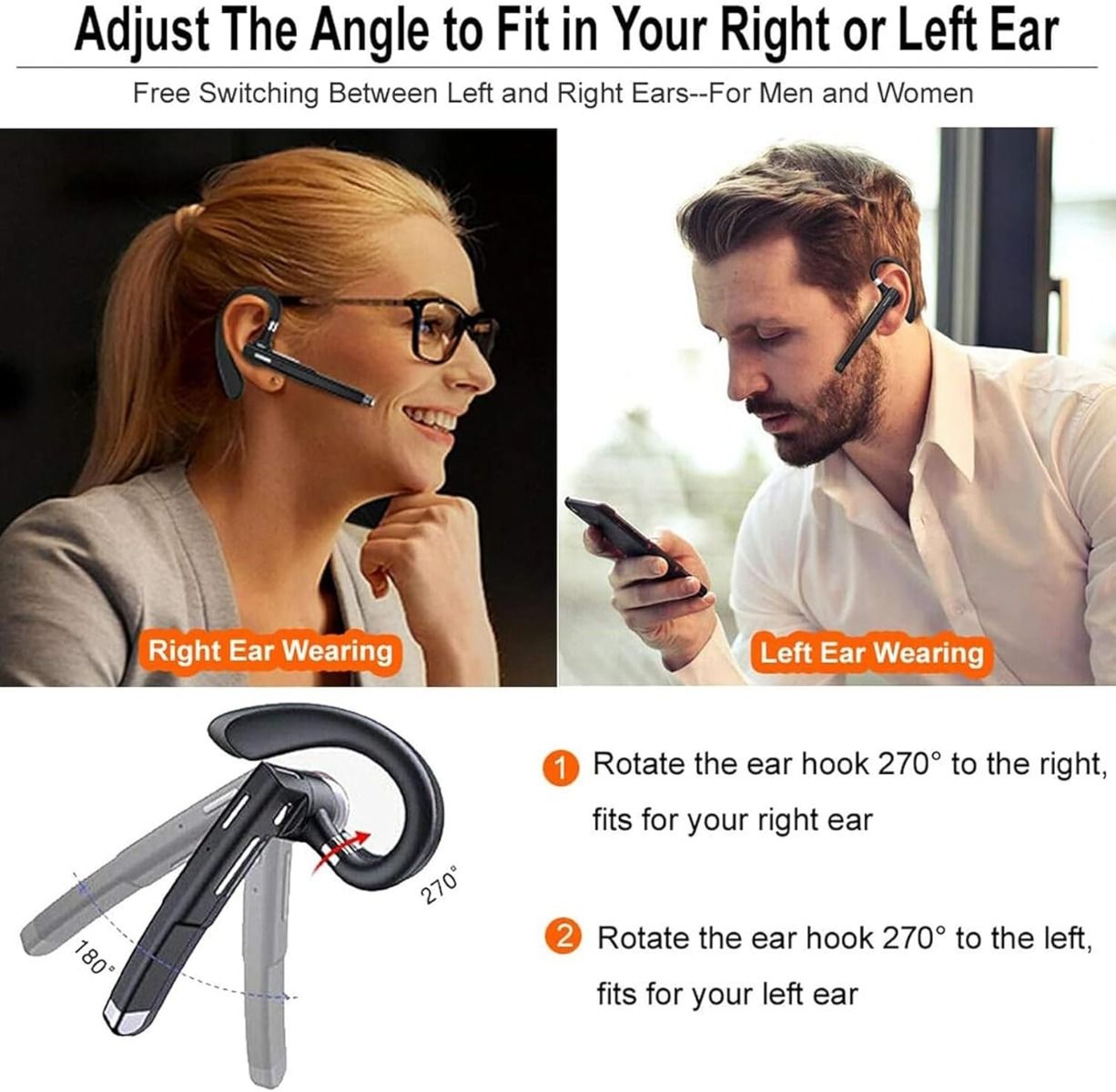 Auriculares Inalámbricos de Negocios y Deportivos con Micrófono, Cancelación de Ruido y Manos Libres Hi-Fi