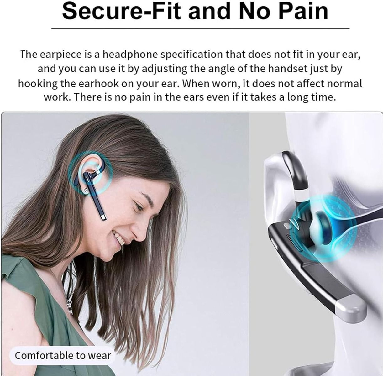 Auriculares Inalámbricos de Negocios y Deportivos con Micrófono, Cancelación de Ruido y Manos Libres Hi-Fi