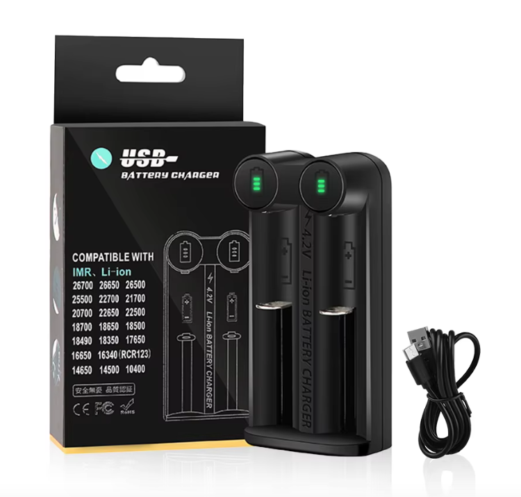 Cargador de batería 21700 y 18650 con tecnología MCU inteligente y ranuras independientes para carga segura