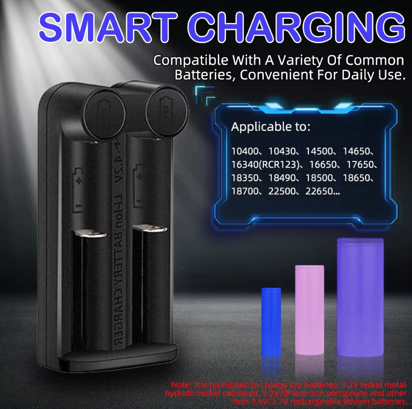 Cargador de batería 21700 y 18650 con tecnología MCU inteligente y ranuras independientes para carga segura