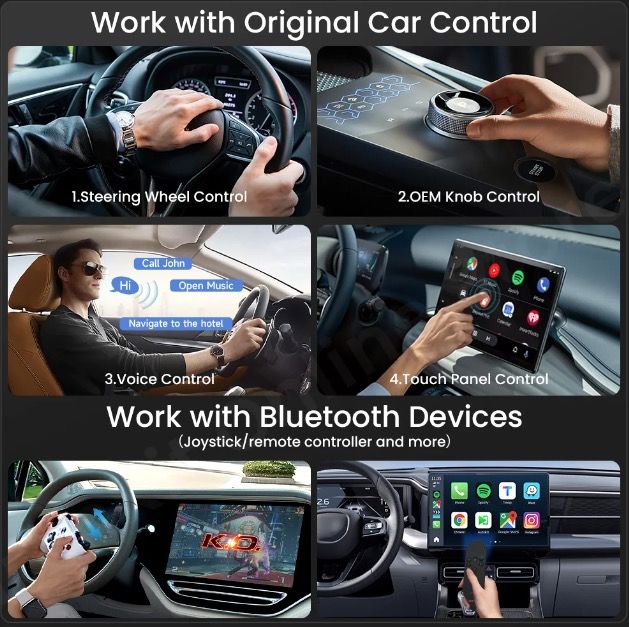 CarlinKit Smart TV Box con Android 13 Cable a Inalámbrico CarPlay Ai Box YouTube Netflix Qualcomm 8 Núcleos