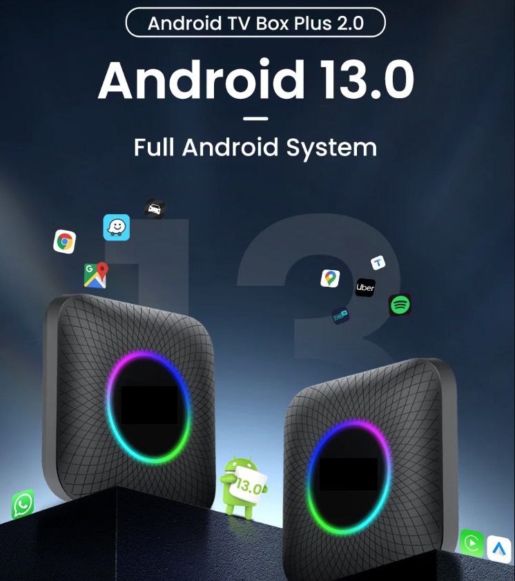 CarlinKit Smart TV Box con Android 13 Cable a Inalámbrico CarPlay Ai Box YouTube Netflix Qualcomm 8 Núcleos