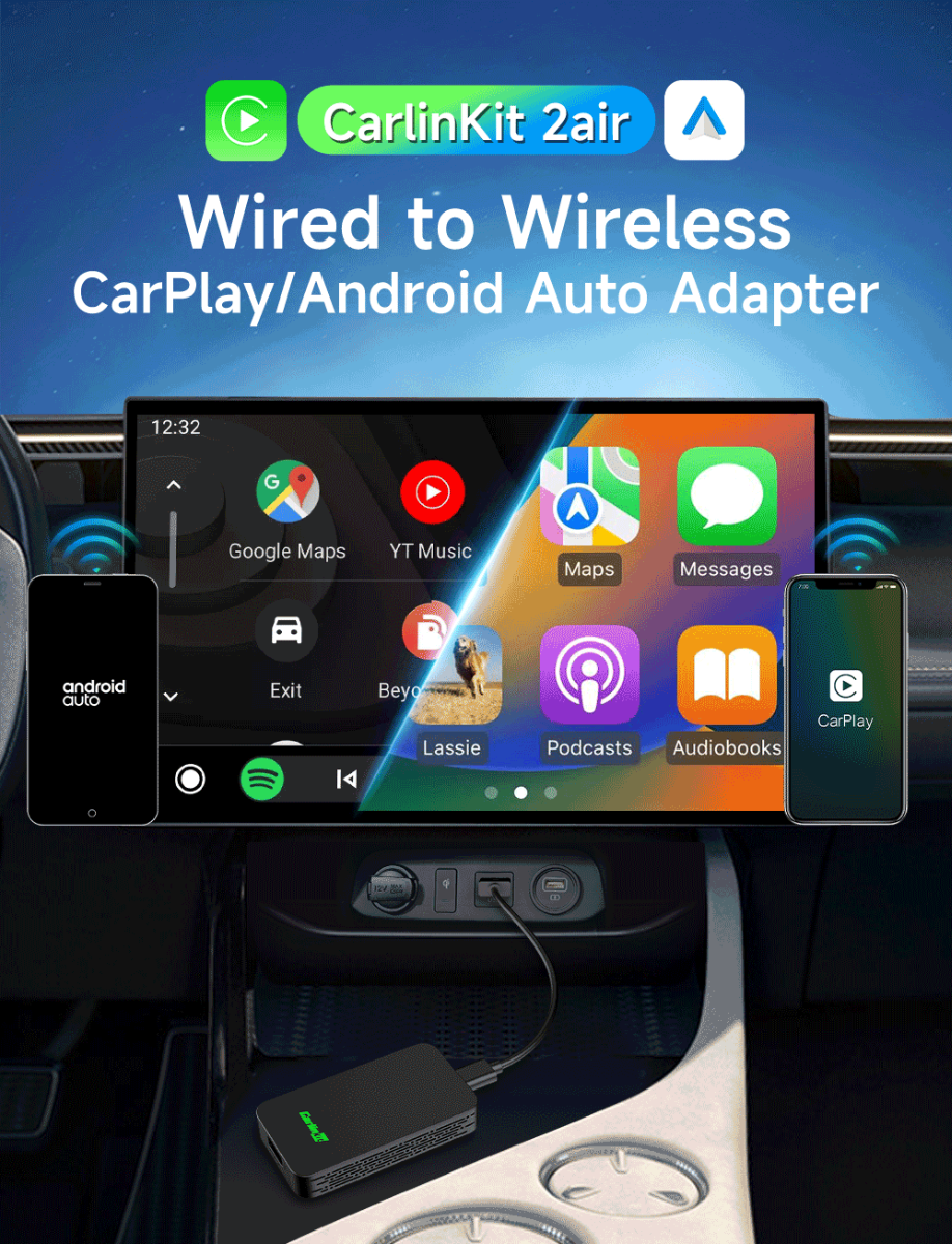 CarlinKit 2air 5.0 Adaptador Inalámbrico CarPlay Android Auto Integración sin fisuras Compatibilidad multiplataforma