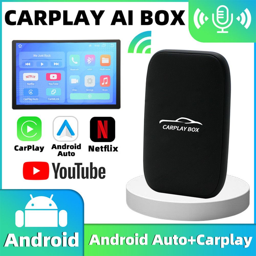 Caja CarPlay Inalámbrica Adaptador Android Auto con YouTube Netflix Entretenimiento en el Coche Sin Cable
