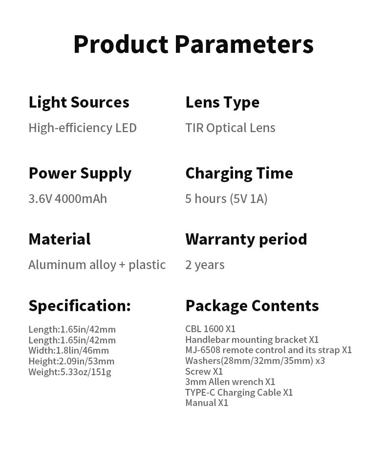 Magicshine CBL1600 Luz LED MTB 1600 lúmenes para bicicleta con montaje en manillar y control remoto