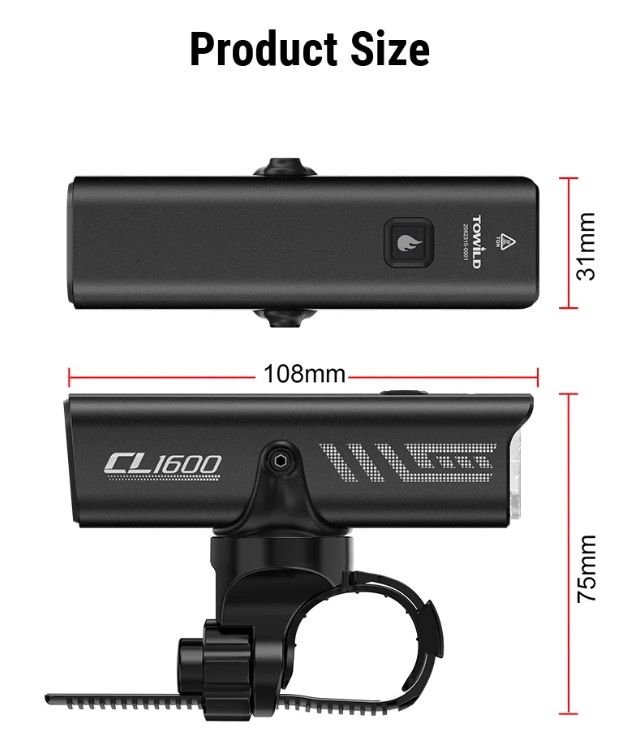 TOWILD CL1600 luz bicicleta 1600LM impermeable USB recargable control remoto ciclismo nocturno alta luminosidad