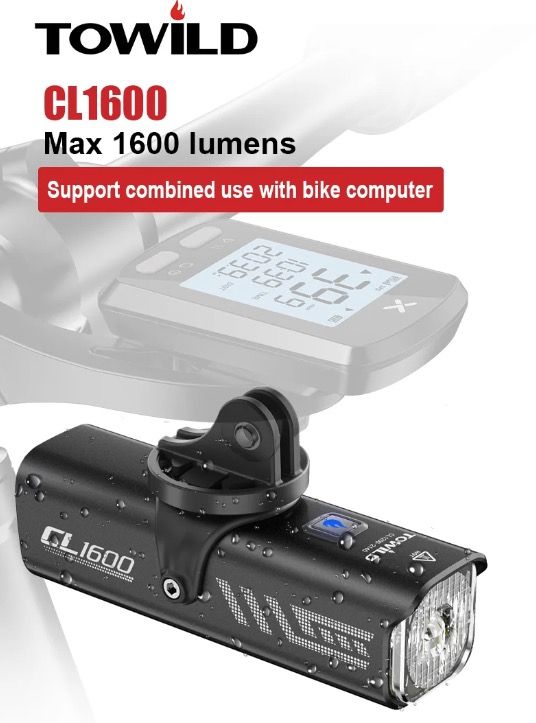TOWILD CL1600 luz bicicleta 1600LM impermeable USB recargable control remoto ciclismo nocturno alta luminosidad
