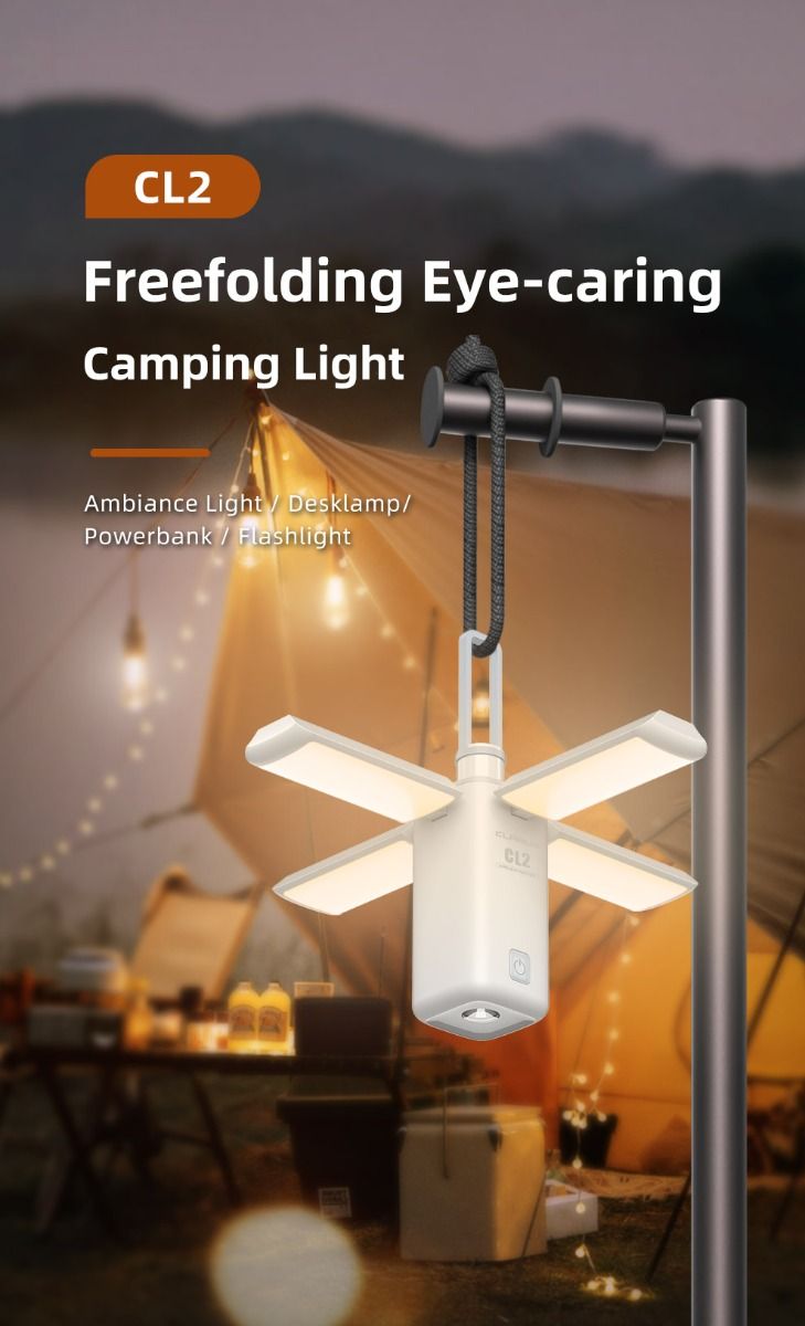 Klarus CL2 750 Lumen Lámpara de Camping de Plegado Libre Portátil, Versátil y Cuidadosa con los Ojos con 7 Modos de Luz