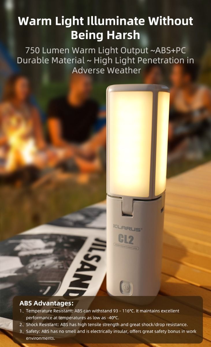 Klarus CL2 750 Lumen Lámpara de Camping de Plegado Libre Portátil, Versátil y Cuidadosa con los Ojos con 7 Modos de Luz