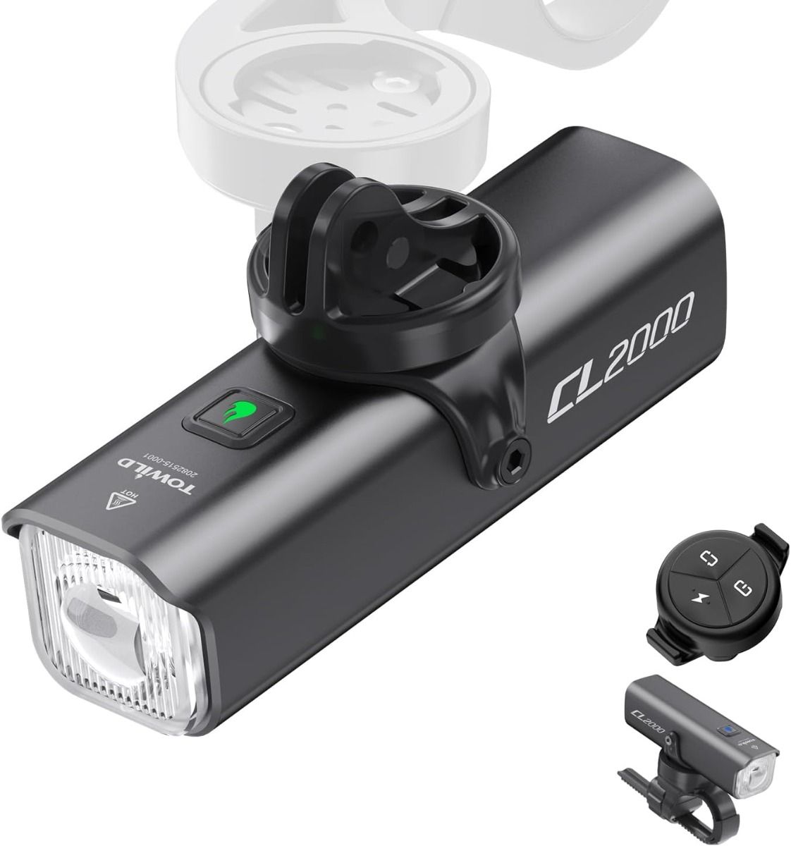 Luces de bicicleta TOWILD CL2000 para conducción nocturna, faro delantero de bicicleta súper brillante de 2000LM, luz frontal de bicicleta impermeable para ciclismo de montaña, carretera y desplazamientos