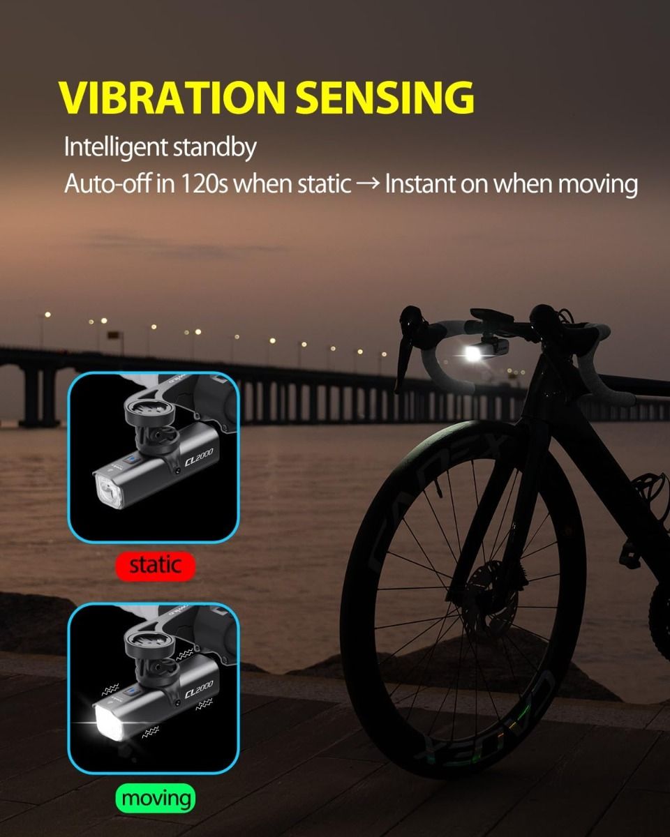 Luces de bicicleta TOWILD CL2000 para conducción nocturna, faro delantero de bicicleta súper brillante de 2000LM, luz frontal de bicicleta impermeable para ciclismo de montaña, carretera y desplazamientos