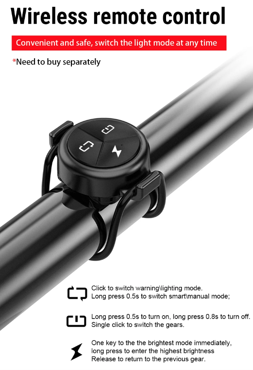 TOWILD CL600 Luz para bicicleta recargable por USB, faro delantero con alto brillo de lúmenes, diseño resistente al agua, 2000mAh
