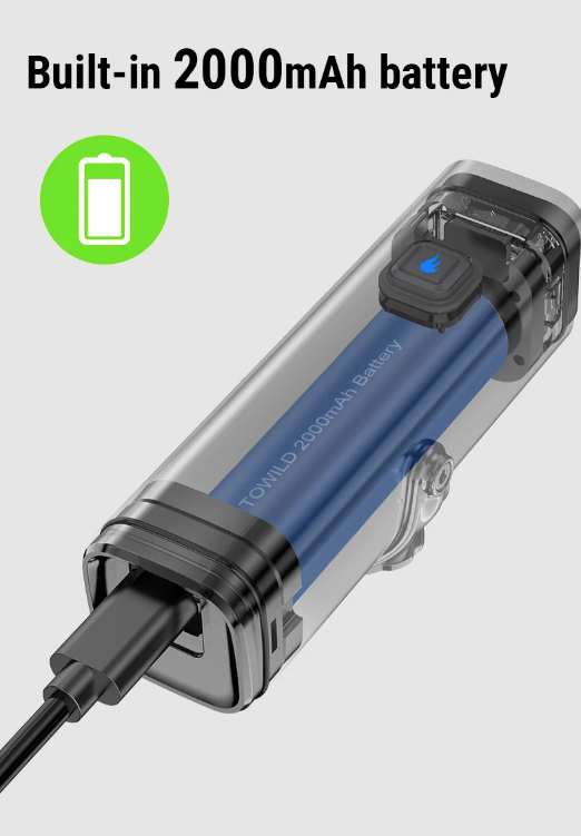 TOWILD CL600 Luz para bicicleta recargable por USB, faro delantero con alto brillo de lúmenes, diseño resistente al agua, 2000mAh