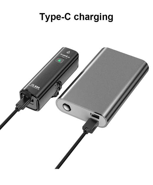 TOWILD CL600 Luz para bicicleta recargable por USB, faro delantero con alto brillo de lúmenes, diseño resistente al agua, 2000mAh