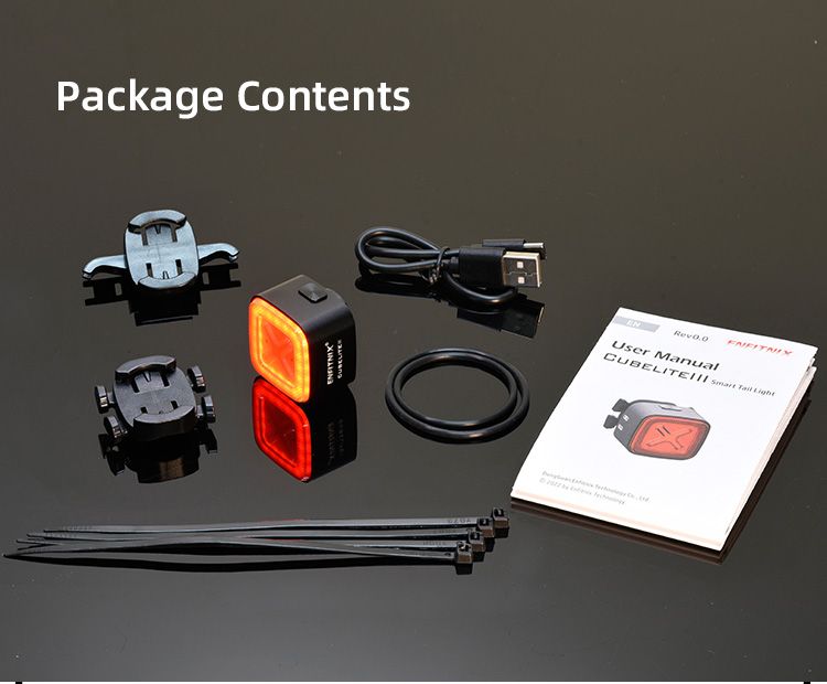 Enfitnix Cubelite III Luz Trasera Inteligente Ultra Brillante Recargable por USB Seguridad para Ciclismo 30 Lúmenes