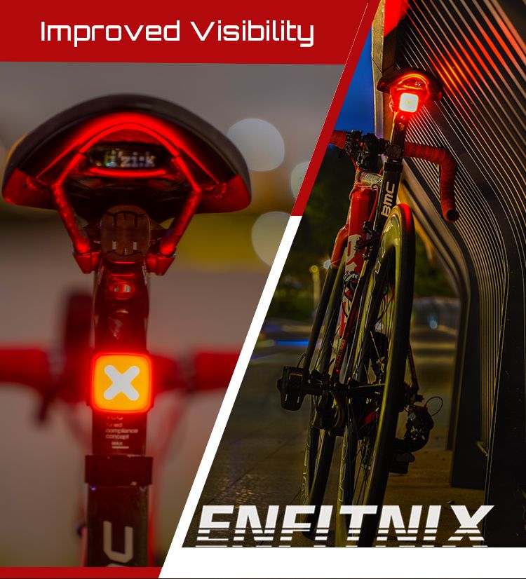Enfitnix Cubelite III Luz Trasera Inteligente Ultra Brillante Recargable por USB Seguridad para Ciclismo 30 Lúmenes
