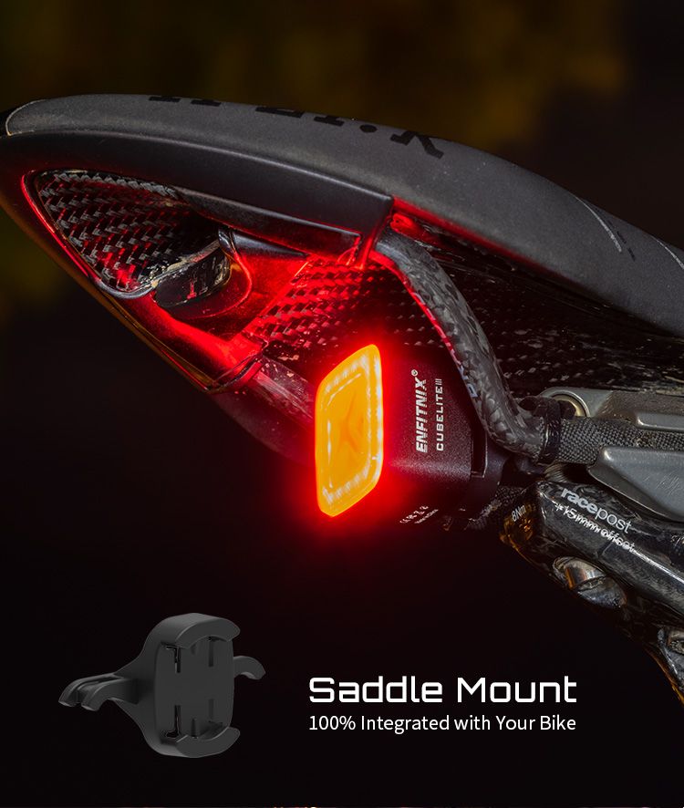 Enfitnix Cubelite III Luz Trasera Inteligente Ultra Brillante Recargable por USB Seguridad para Ciclismo 30 Lúmenes