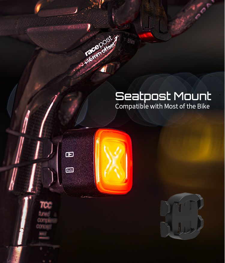Enfitnix Cubelite III Luz Trasera Inteligente Ultra Brillante Recargable por USB Seguridad para Ciclismo 30 Lúmenes