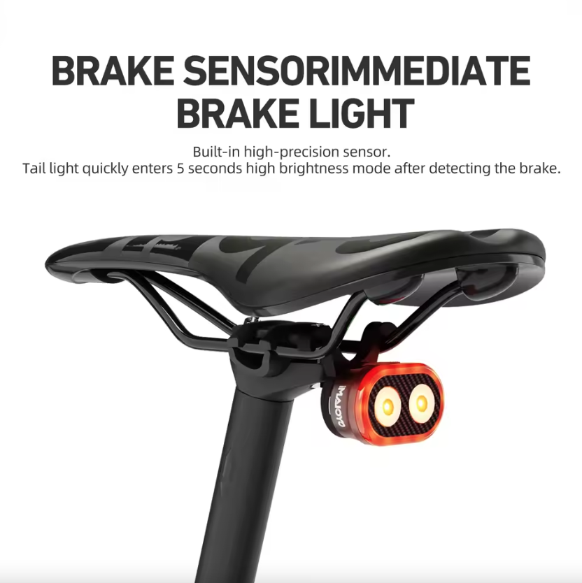 CYCLAMI CY200 Luz trasera LED inteligente con detección de frenado para bicicleta, para paseos nocturnos seguros y ciclismo urbano.
