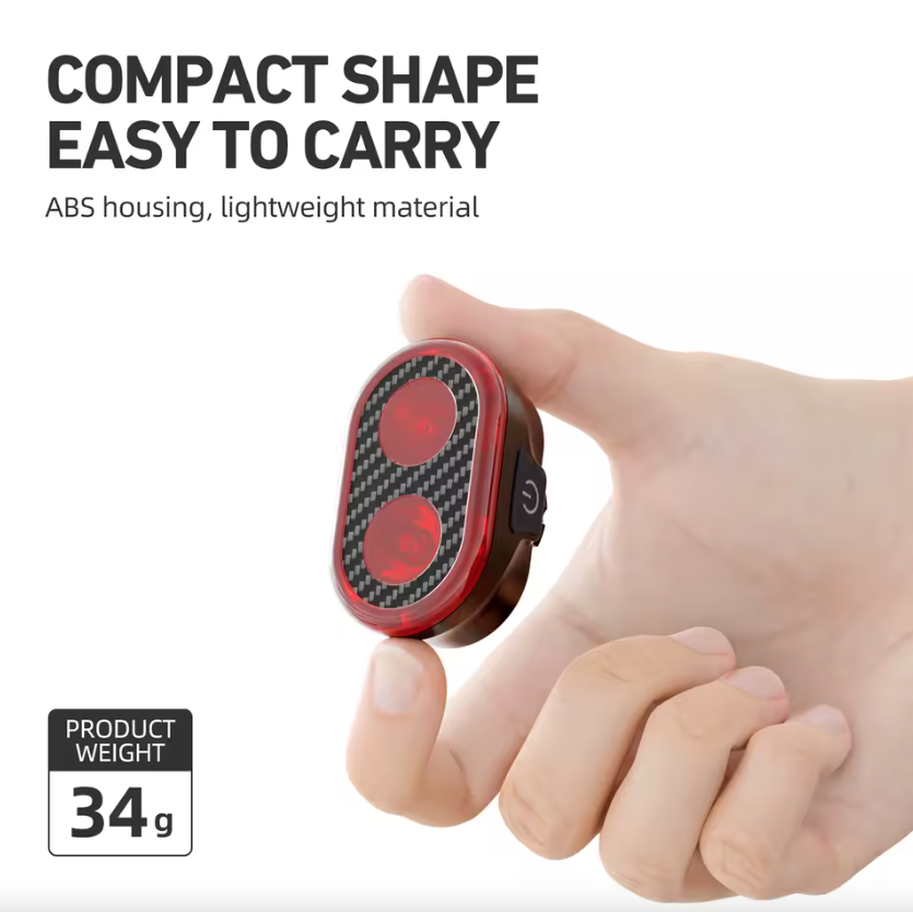 CYCLAMI CY200 Luz trasera LED inteligente con detección de frenado para bicicleta, para paseos nocturnos seguros y ciclismo urbano.