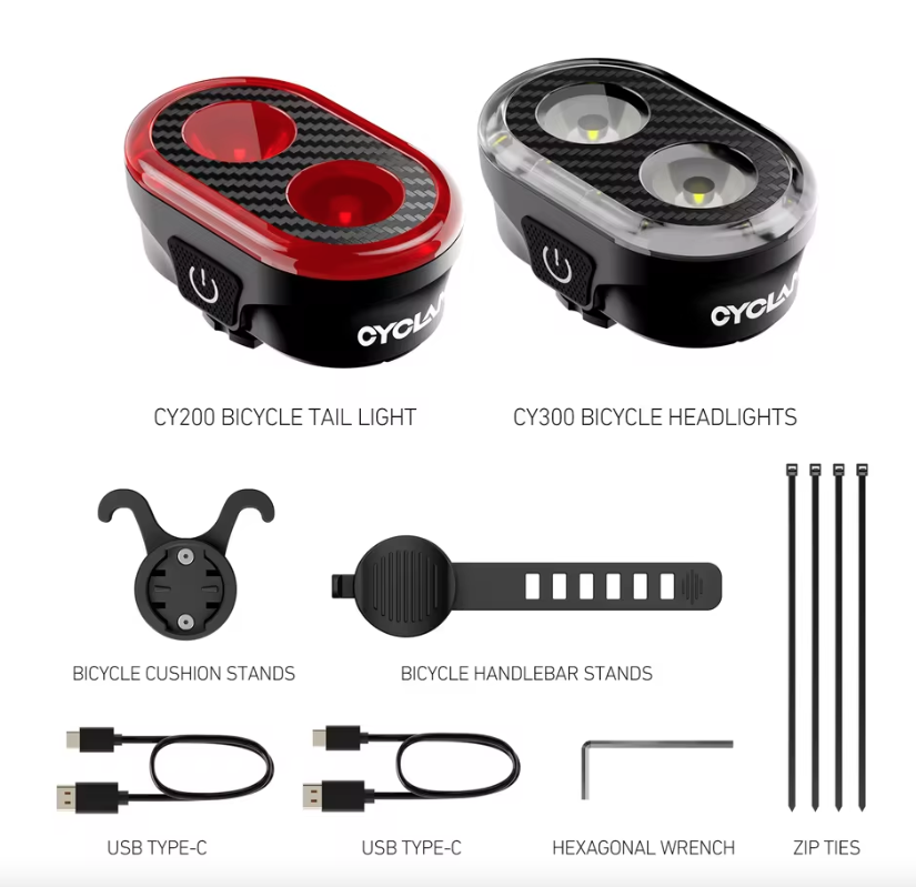 CYCLAMI CY200 Luz trasera LED inteligente con detección de frenado para bicicleta, para paseos nocturnos seguros y ciclismo urbano.