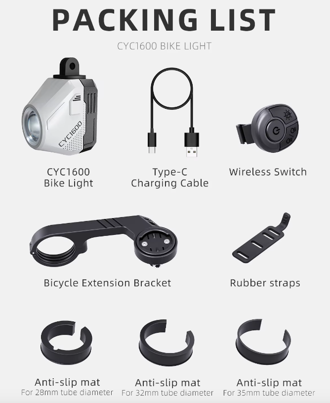 Luz frontal inalámbrica con cable de corte colgante 1600LM para seguridad en ciclismo, alta luminosidad y duradera, faro delantero para bicicleta.