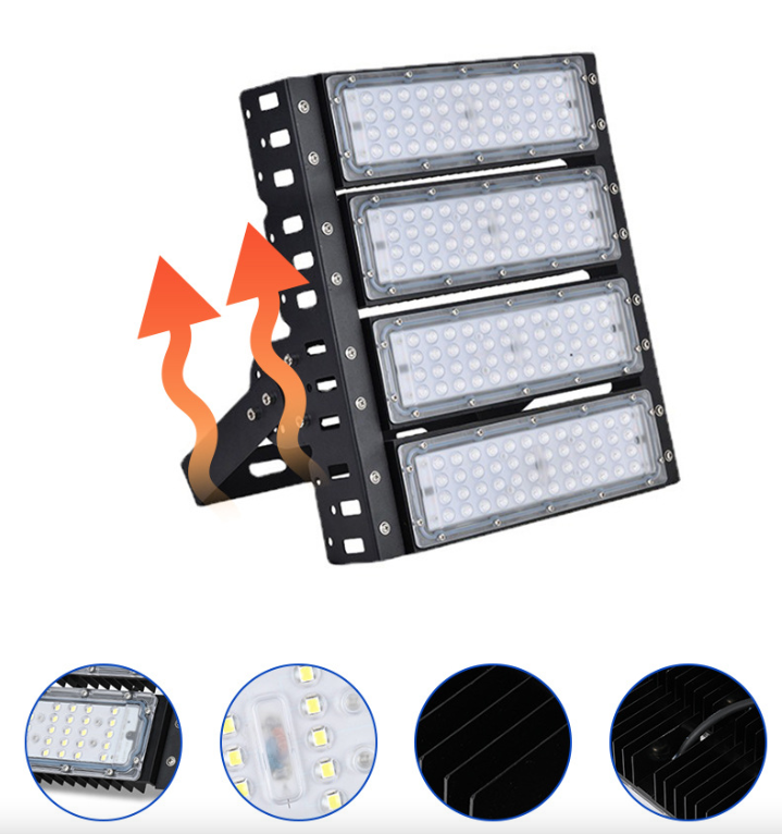 Luz de túnel con módulo LED, exterior, impermeable, luz de estadio de poste alto de 200W, foco de módulo de alta potencia para ingeniería