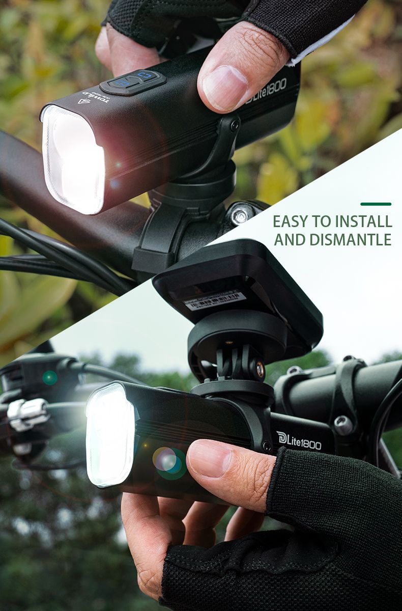 Luz para bicicleta TOWILD DLite 1800 máxima 2100 lúmenes batería 5000mAh USB seguridad ciclista impermeable