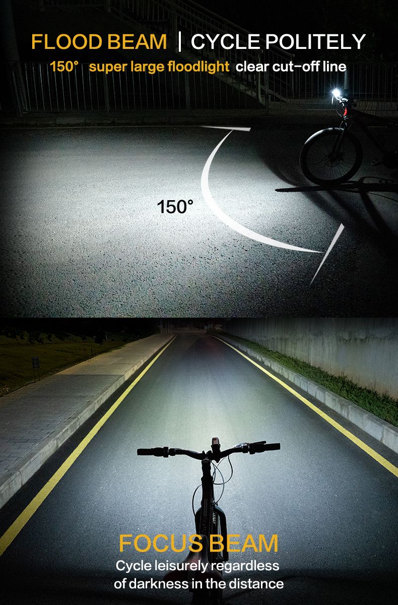 Luz para bicicleta TOWILD DLite 1800 máxima 2100 lúmenes batería 5000mAh USB seguridad ciclista impermeable