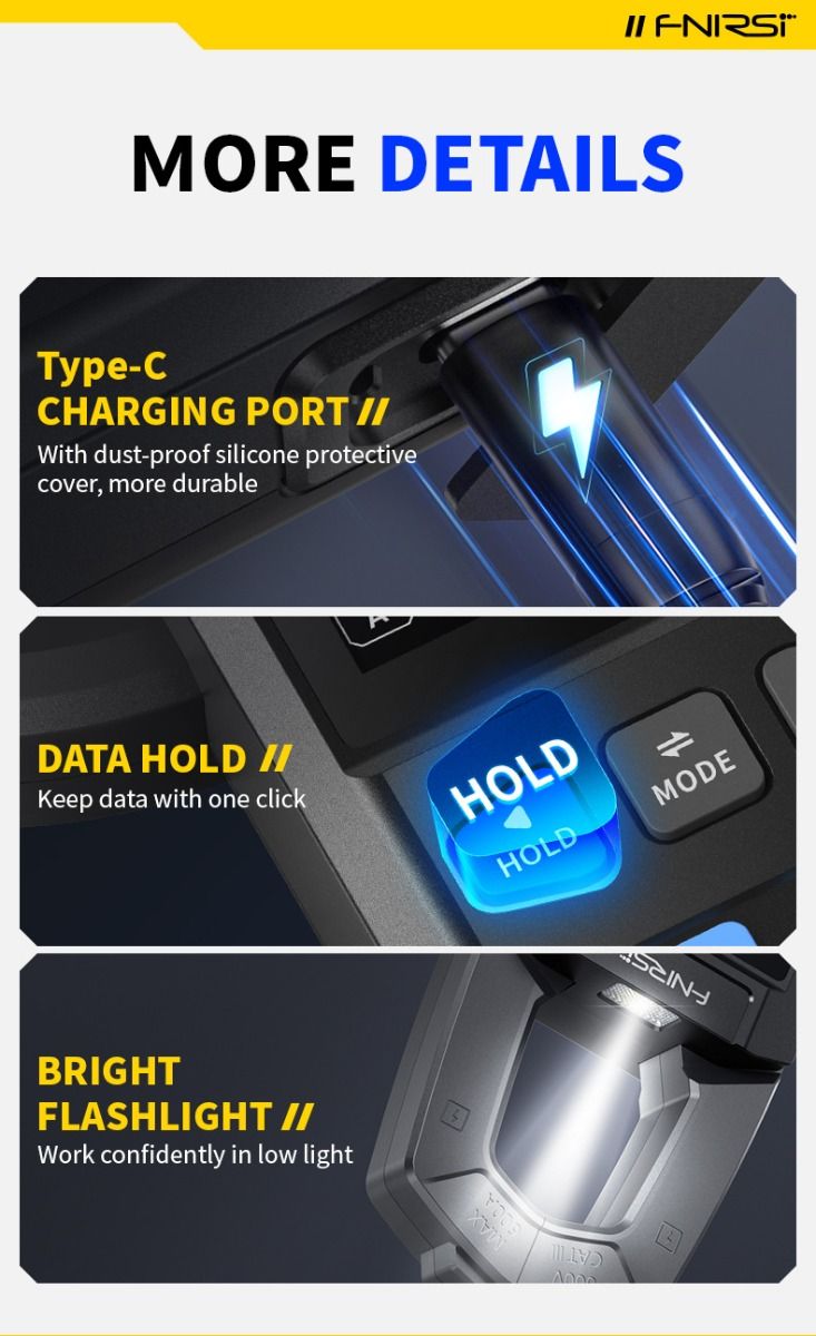 FNIRSI DMC-100: Multímetro Digital de Pinza Inteligente y Automático, Alta Precisión para Electricistas/Bricolaje