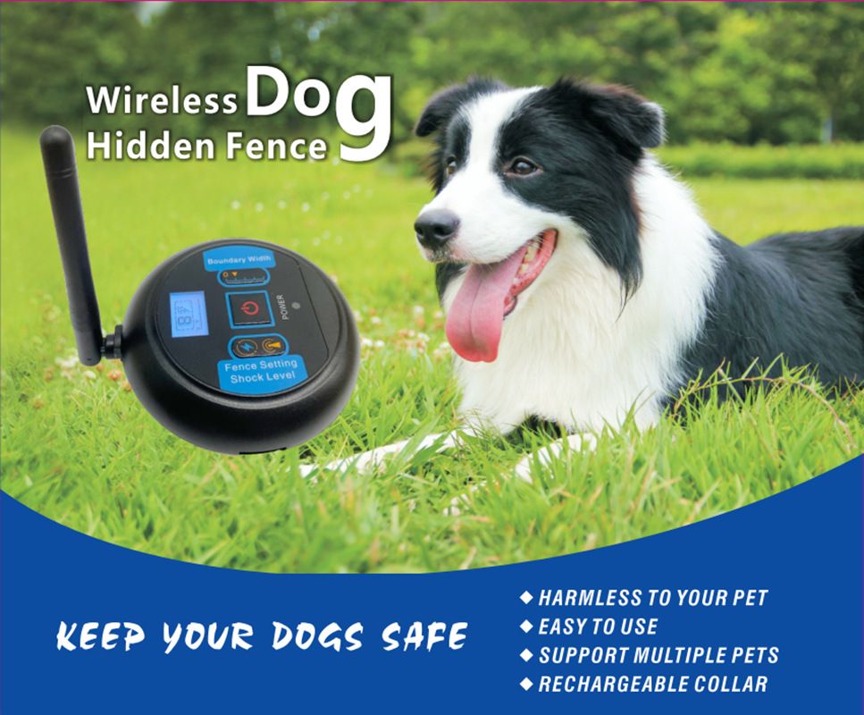 Sistema de cerca eléctrica inalámbrica para perros, collar recargable, impermeable, área de juego segura ajustable para perros, 200 metros