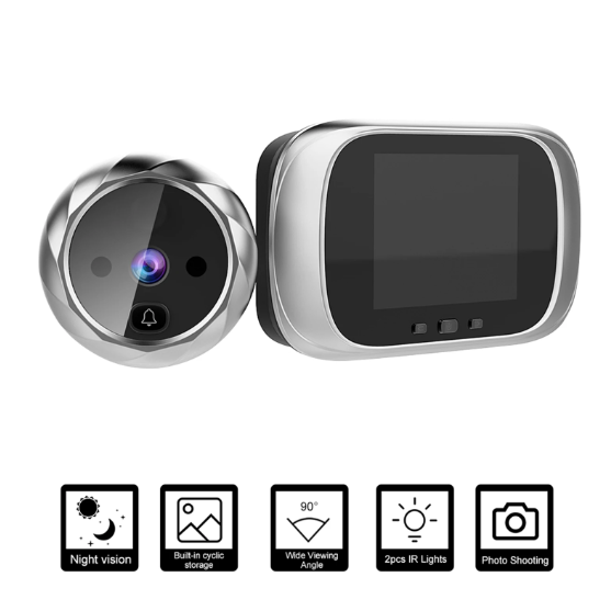 Visor digital para puerta, cámara de mirilla, timbre con cámara, visión nocturna de 2.8 pulgadas, toma de fotos, monitoreo digital de puerta para seguridad en el hogar.