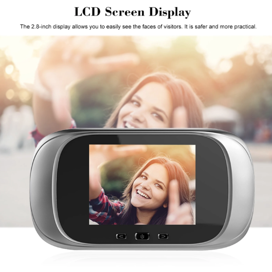Visor digital para puerta, cámara de mirilla, timbre con cámara, visión nocturna de 2.8 pulgadas, toma de fotos, monitoreo digital de puerta para seguridad en el hogar.