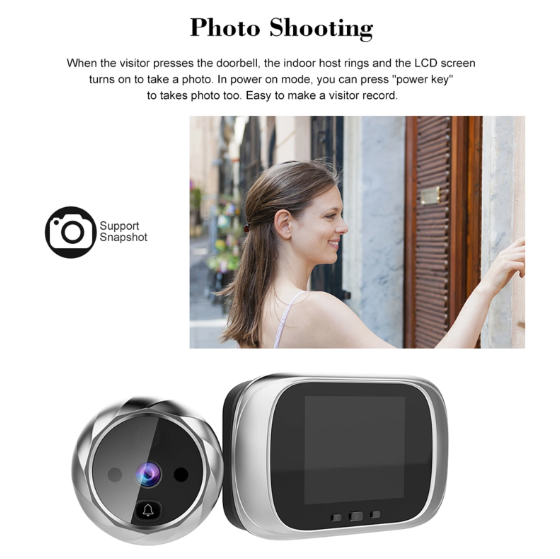 Visor digital para puerta, cámara de mirilla, timbre con cámara, visión nocturna de 2.8 pulgadas, toma de fotos, monitoreo digital de puerta para seguridad en el hogar.