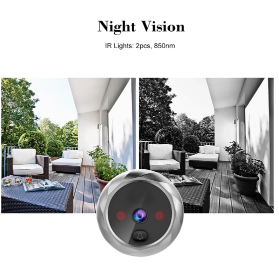 Visor digital para puerta, cámara de mirilla, timbre con cámara, visión nocturna de 2.8 pulgadas, toma de fotos, monitoreo digital de puerta para seguridad en el hogar.