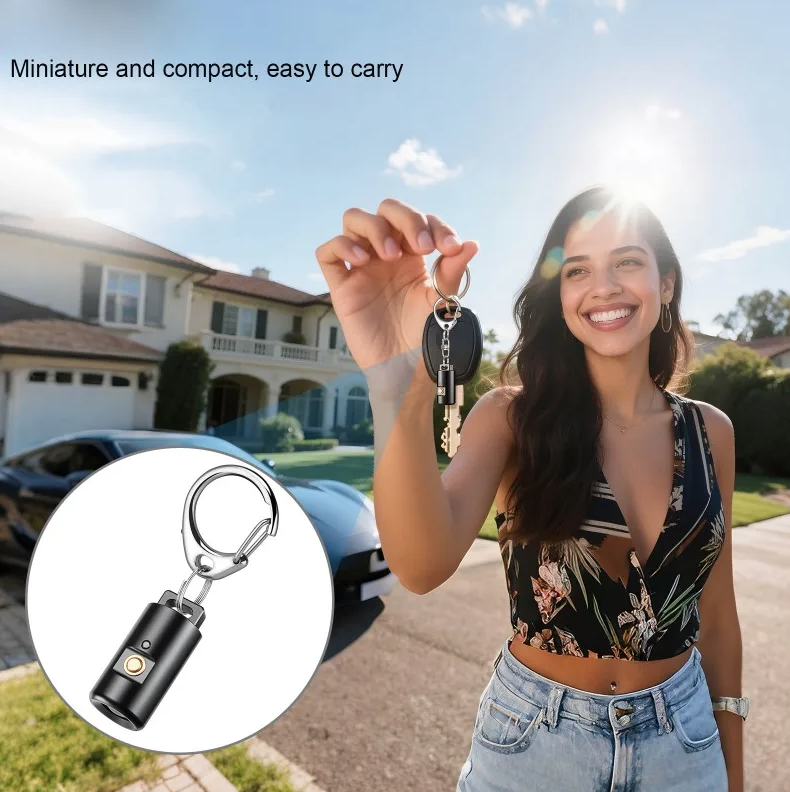 Linterna LED mini recargable para acampar, senderismo, luz de llavero con collar
