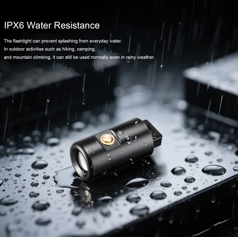 Linterna LED mini recargable para acampar, senderismo, luz de llavero con collar